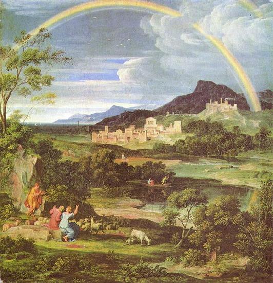 Joseph Anton Koch Heroische Landschaft mit dem Regenbogen oil painting image
